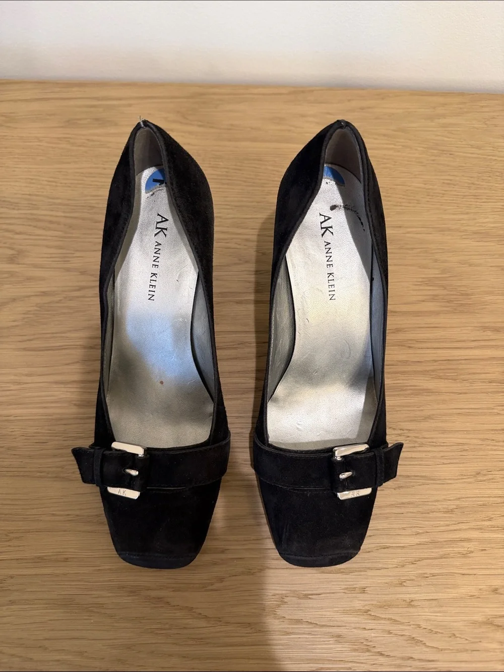 Anne Klein Black Suede Buckle Pump